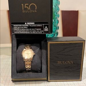 Bulova 150th Anniversary Gold Tone Woman Bracelet Watch Gold color New With Tags